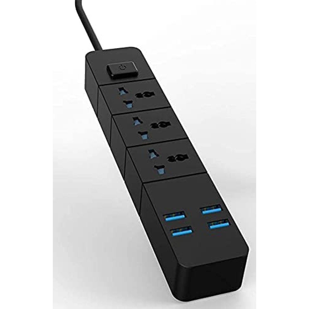 ZTS Zgn-T08 Universal Power Strip 6.2A With 3 Outlets and 4 USB Ports US Pin 2 meter cable