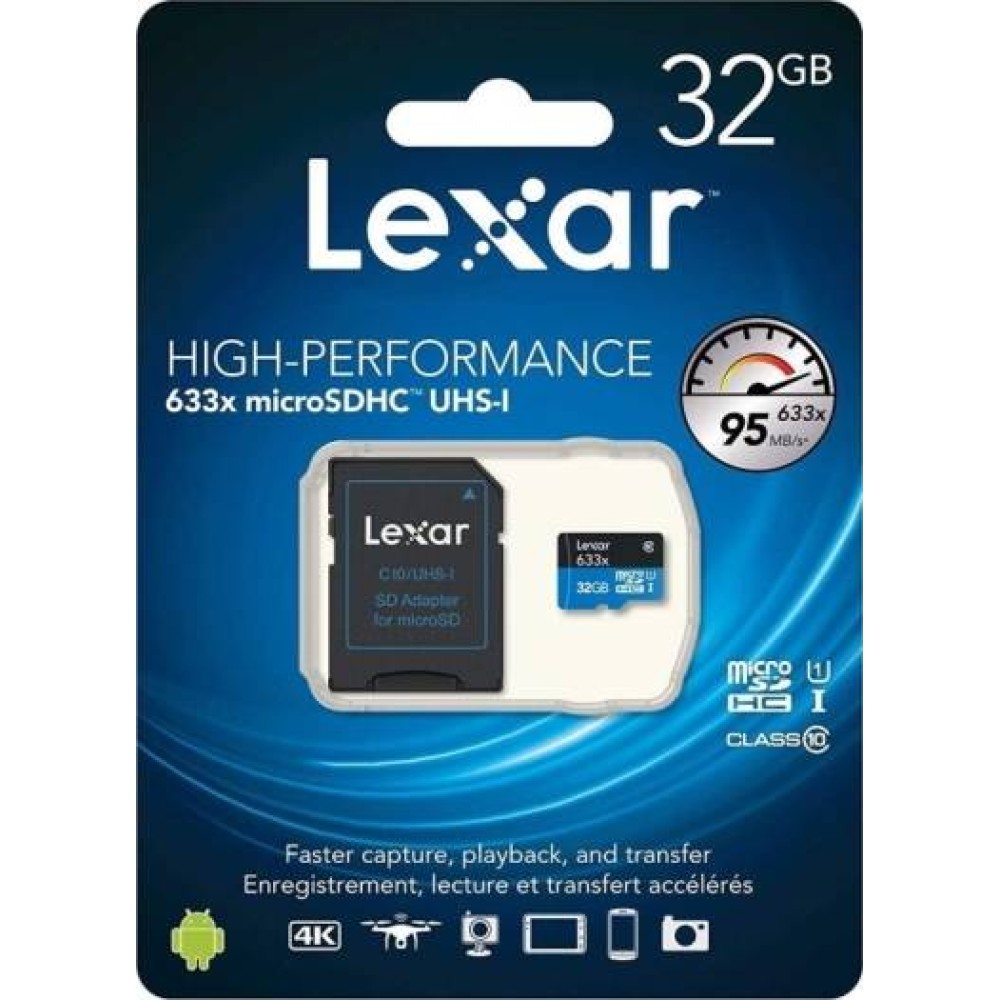 Lexar 633x MicroSDHC/SDXC UHS-I cards 100MBPS-32GB