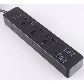 ZTS Zgn-T08 Universal Power Strip 6.2A With 3 Outlets and 4 USB Ports US Pin 2 meter cable