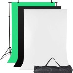 2x3M Photo Studio Background Stand Photography Video Photo Backdrop Support System kit and 3PCS 2x3M White/Black/Green