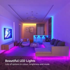 LED Strip Light with Remote 5M, LE Dimmable RGB LED Strips Colour Changing Room Lights