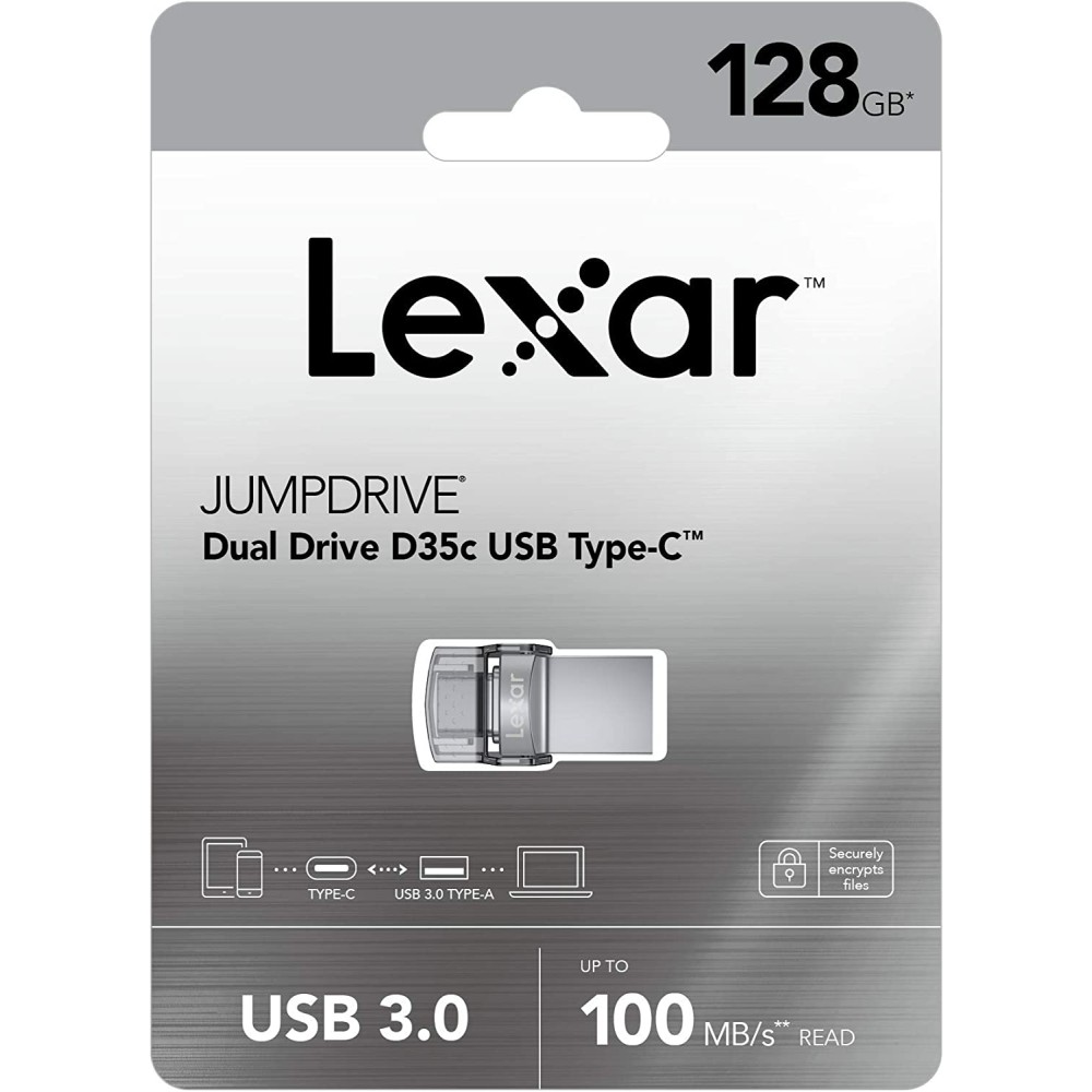 Lexar Jumpdrive Dual Drive D35C Usb 3.0 Type-C Flash Drive 100Mb/S, 128Gb