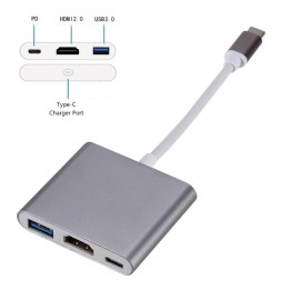 Type C to USB-C HDMI USB 3.1 Adapter Converter Cable 3 in 1 Hub For MacBook
