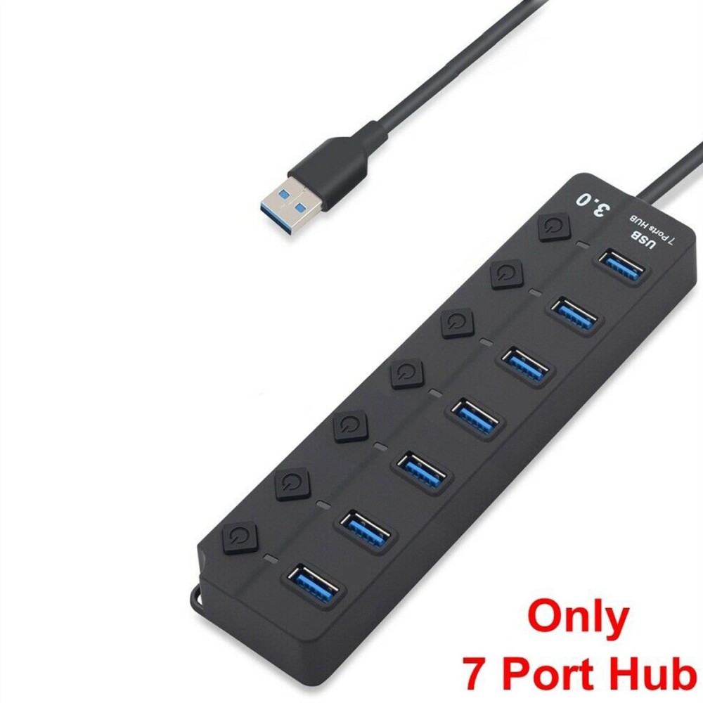 7-Port USB 3.0 Hub Multi USB Port Expander High Speed USB Hub 3.0 Powered for Laptop Computer PC