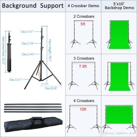 2x3M Photo Studio Background Stand Photography Video Photo Backdrop Support System kit and 3PCS 2x3M White/Black/Green