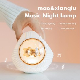 Silicone night light USB charging cat line ball music bedroom bedside with eye care nursing children sleep lamp