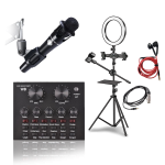 Sound Card Microphone With Mixer V8 Plus And Ringlight Tripod Stand 