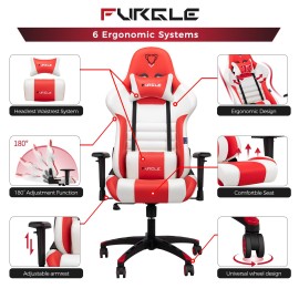 Furgle Gaming Chair Racing Style High-Back Office Chair COLORS( WHITE & BLACK)